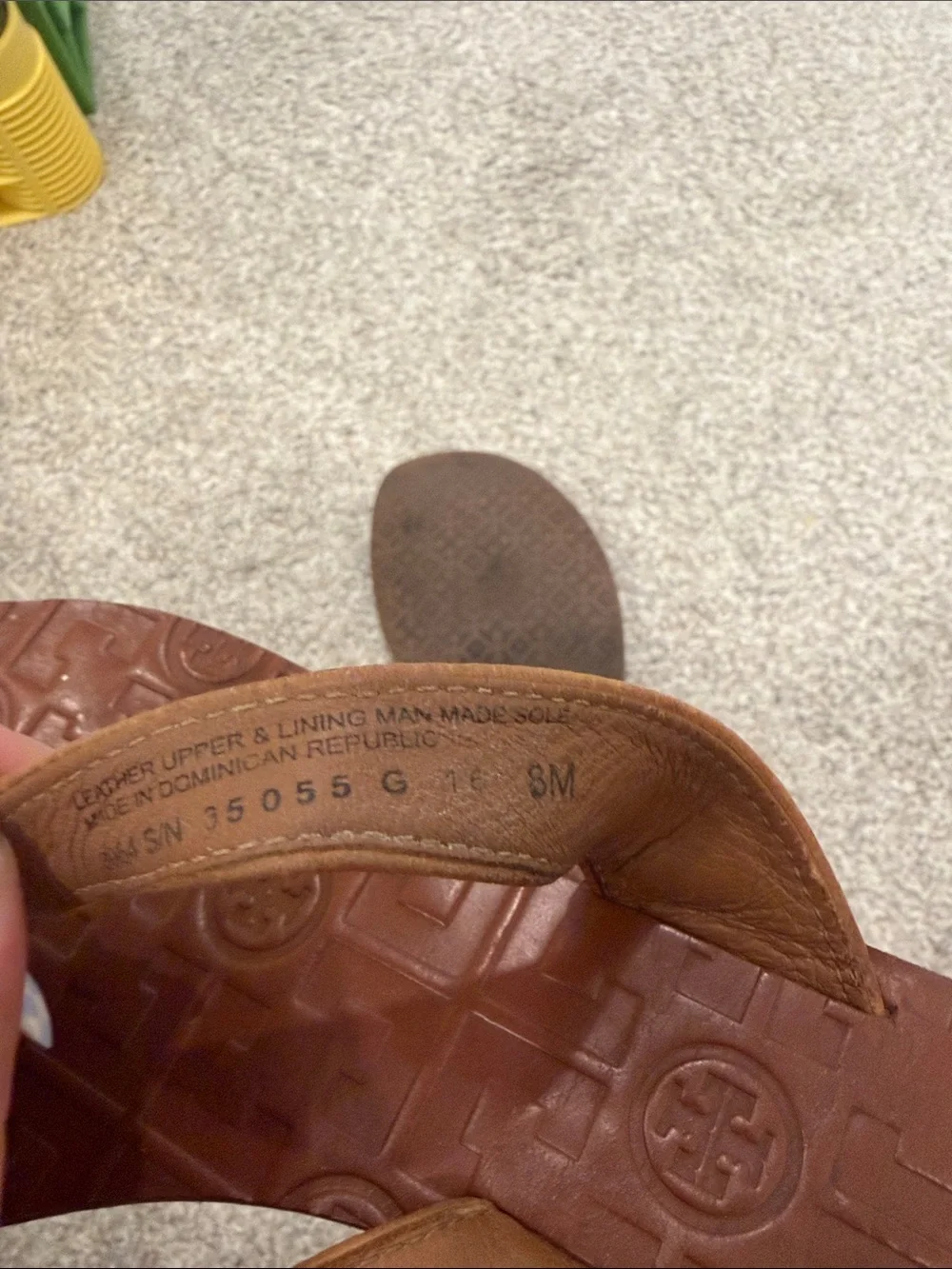 Tory Burch Brown Leather Flip Flop Sandals with Gold Logo